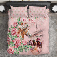 Kentucky Horse Racing Bedding Set Rose Diamond Pattern Pink
