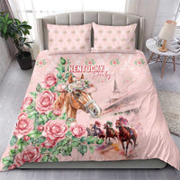 Kentucky Horse Racing Bedding Set Rose Diamond Pattern Pink