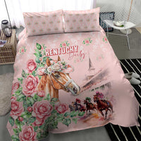 Kentucky Horse Racing Bedding Set Rose Diamond Pattern Pink