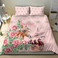 Kentucky Horse Racing Bedding Set Rose Diamond Pattern Pink