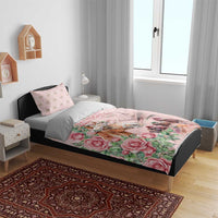 Kentucky Horse Racing Bedding Set Rose Diamond Pattern Pink