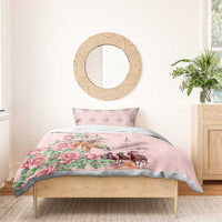 Kentucky Horse Racing Bedding Set Rose Diamond Pattern Pink