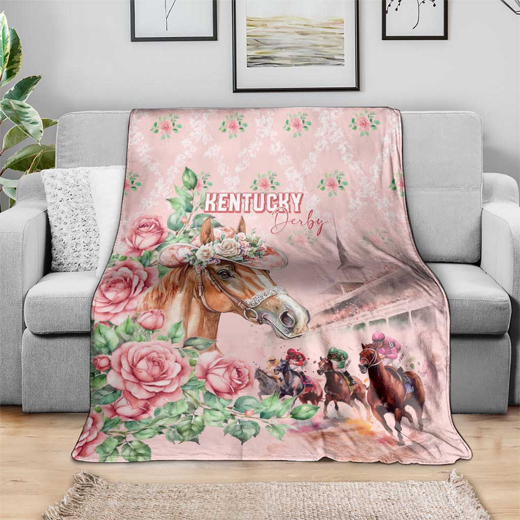 Kentucky Horse Racing Blanket Rose Diamond Pattern Pink