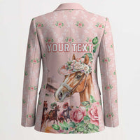 Personalized Kentucky Horse Racing Blazer Rose Diamond Pattern Pink