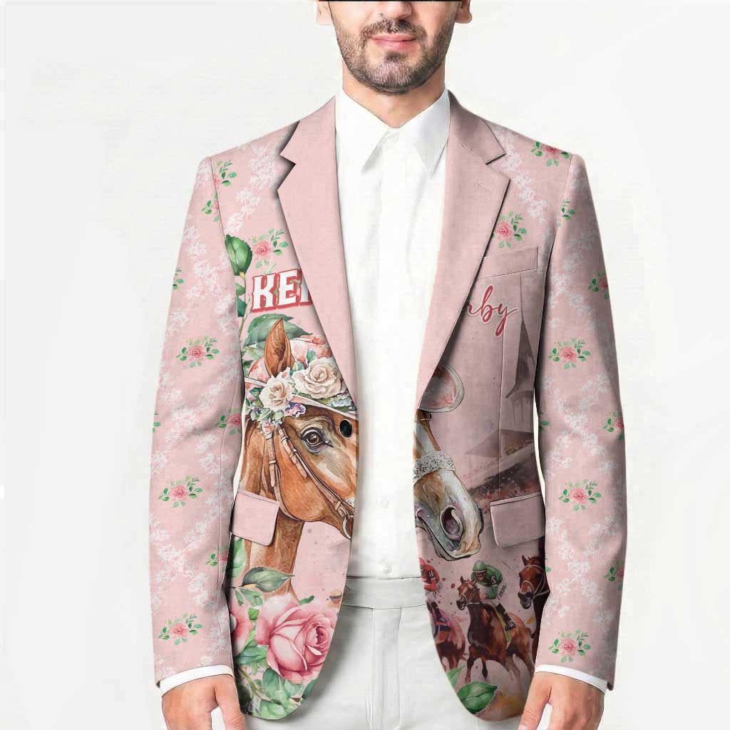 Personalized Kentucky Horse Racing Blazer Rose Diamond Pattern Pink
