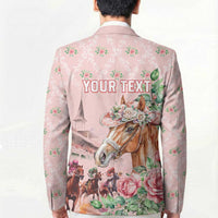 Personalized Kentucky Horse Racing Blazer Rose Diamond Pattern Pink