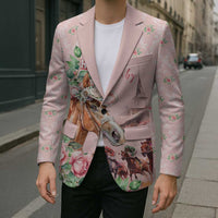 Personalized Kentucky Horse Racing Blazer Rose Diamond Pattern Pink