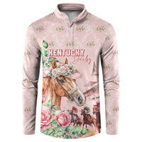 Personalized Kentucky Horse Racing Button Sweatshirt Rose Diamond Pattern Pink