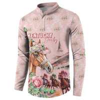 Personalized Kentucky Horse Racing Button Sweatshirt Rose Diamond Pattern Pink