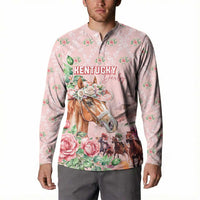 Personalized Kentucky Horse Racing Button Sweatshirt Rose Diamond Pattern Pink