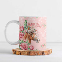 Personalized Kentucky Horse Racing Ceramic Mug Rose Diamond Pattern Pink