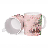 Personalized Kentucky Horse Racing Ceramic Mug Rose Diamond Pattern Pink