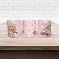 Personalized Kentucky Horse Racing Ceramic Mug Rose Diamond Pattern Pink