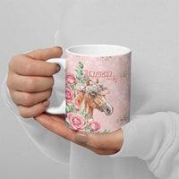 Personalized Kentucky Horse Racing Ceramic Mug Rose Diamond Pattern Pink