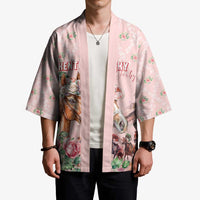 Personalized Kentucky Horse Racing Kimono Rose Diamond Pattern Pink