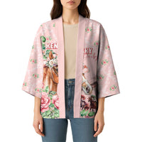 Personalized Kentucky Horse Racing Kimono Rose Diamond Pattern Pink