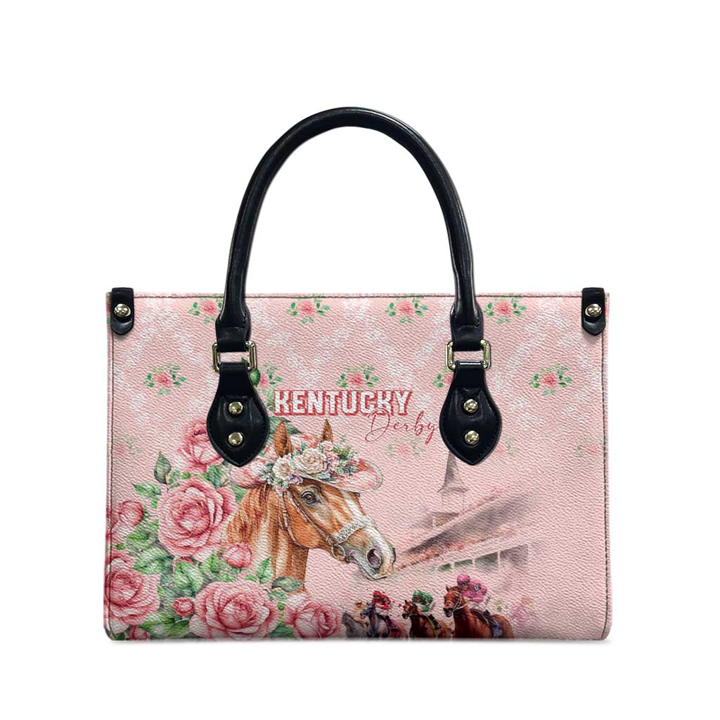 Kentucky Horse Racing Leather Bag Rose Diamond Pattern Pink