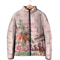 Personalized Kentucky Horse Racing Padded Jacket Rose Diamond Pattern Pink