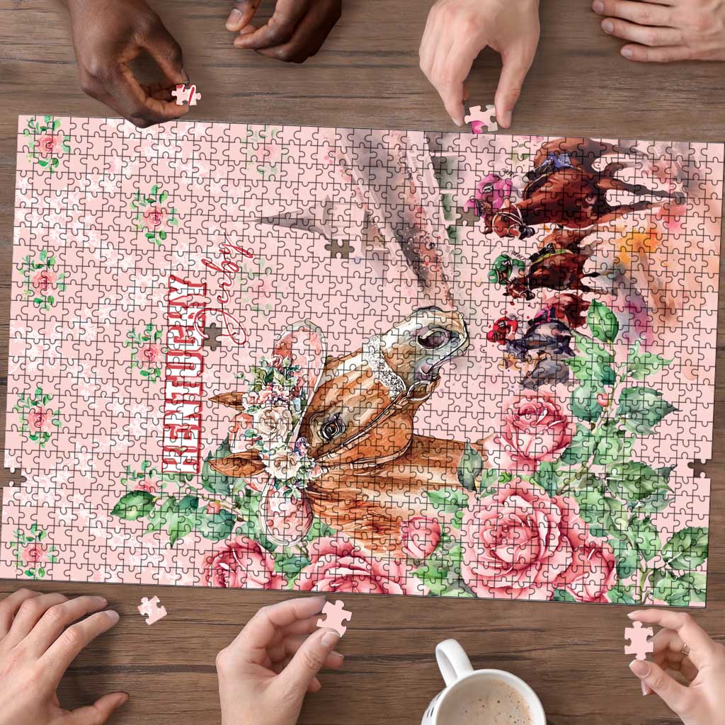 Kentucky Horse Racing Puzzle Rose Diamond Pattern Pink