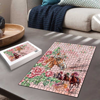Kentucky Horse Racing Puzzle Rose Diamond Pattern Pink