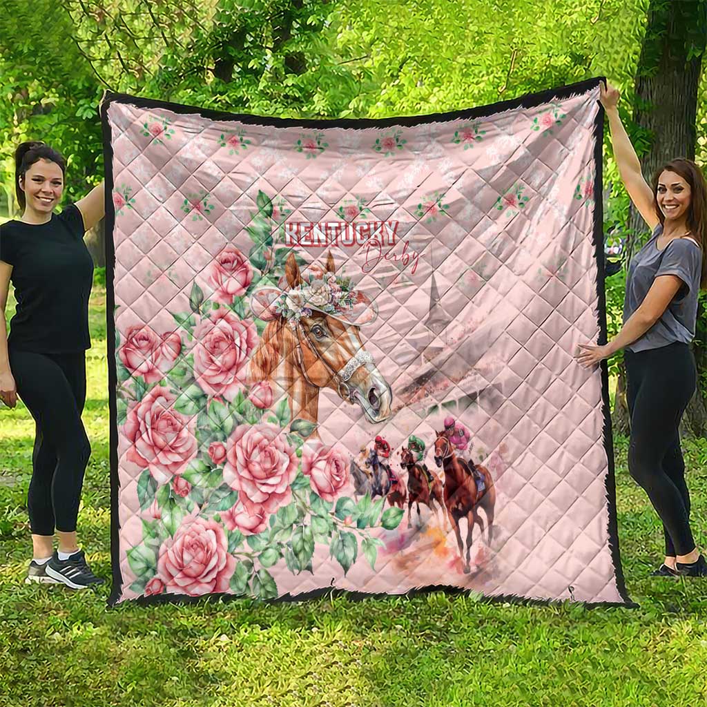 Kentucky Horse Racing Quilt Rose Diamond Pattern Pink