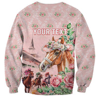 Personalized Kentucky Horse Racing Sweatshirt Rose Diamond Pattern Pink