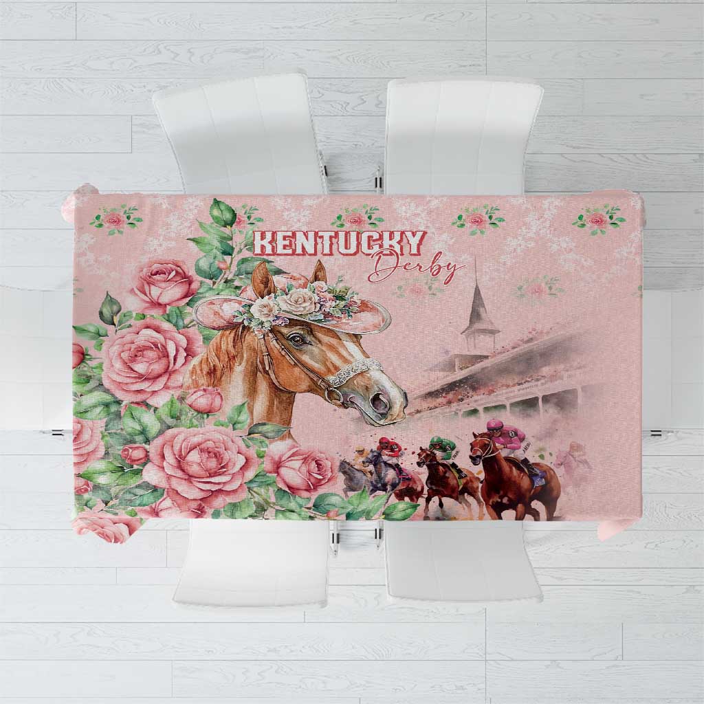 Kentucky Horse Racing Tablecloth Rose Diamond Pattern Pink