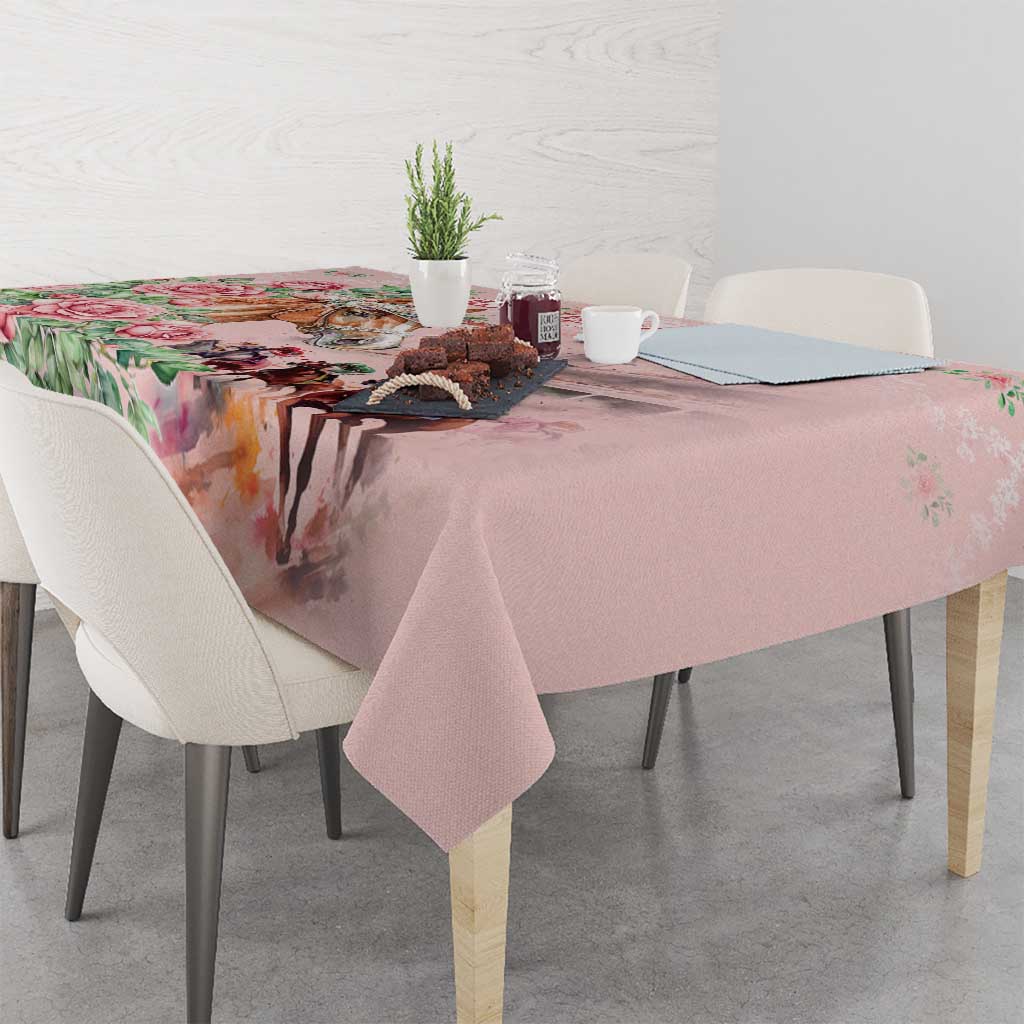 Kentucky Horse Racing Tablecloth Rose Diamond Pattern Pink