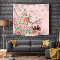 Kentucky Horse Racing Tapestry Rose Diamond Pattern Pink