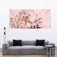 Kentucky Horse Racing Tapestry Rose Diamond Pattern Pink