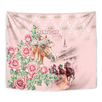 Kentucky Horse Racing Tapestry Rose Diamond Pattern Pink