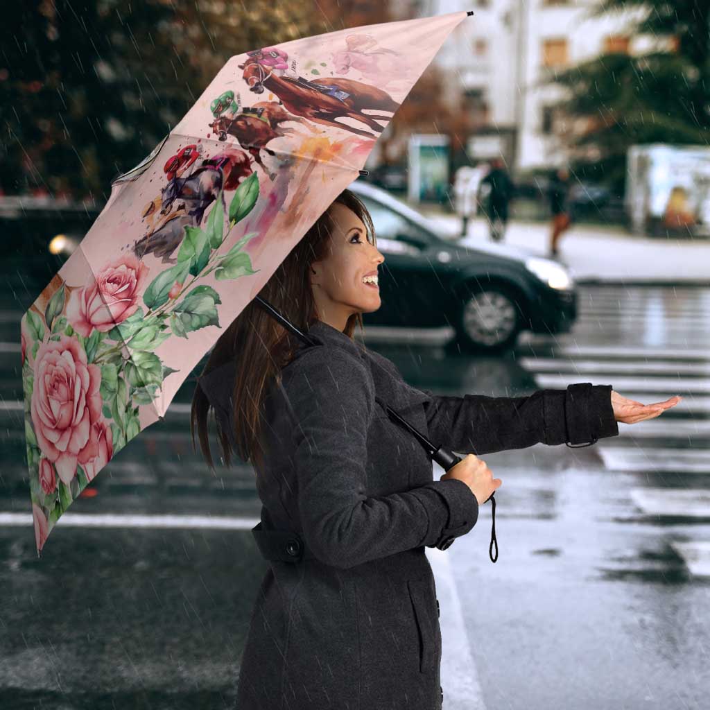 Kentucky Horse Racing Umbrella Rose Diamond Pattern Pink