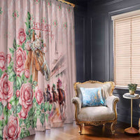 Kentucky Horse Racing Window Curtain Rose Diamond Pattern Pink