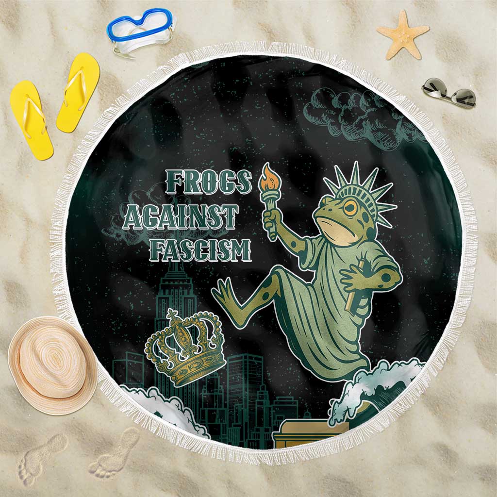 Frogs Against Fascism Beach Blanket No Kings Funny Portland Frog Protest - Wonder Print Shop