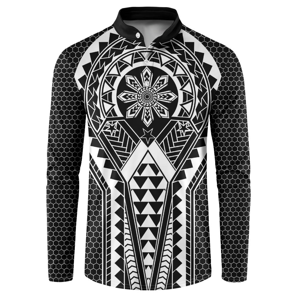 Philippines Batok Tribal Inspired Tattoo Black Button Sweatshirt