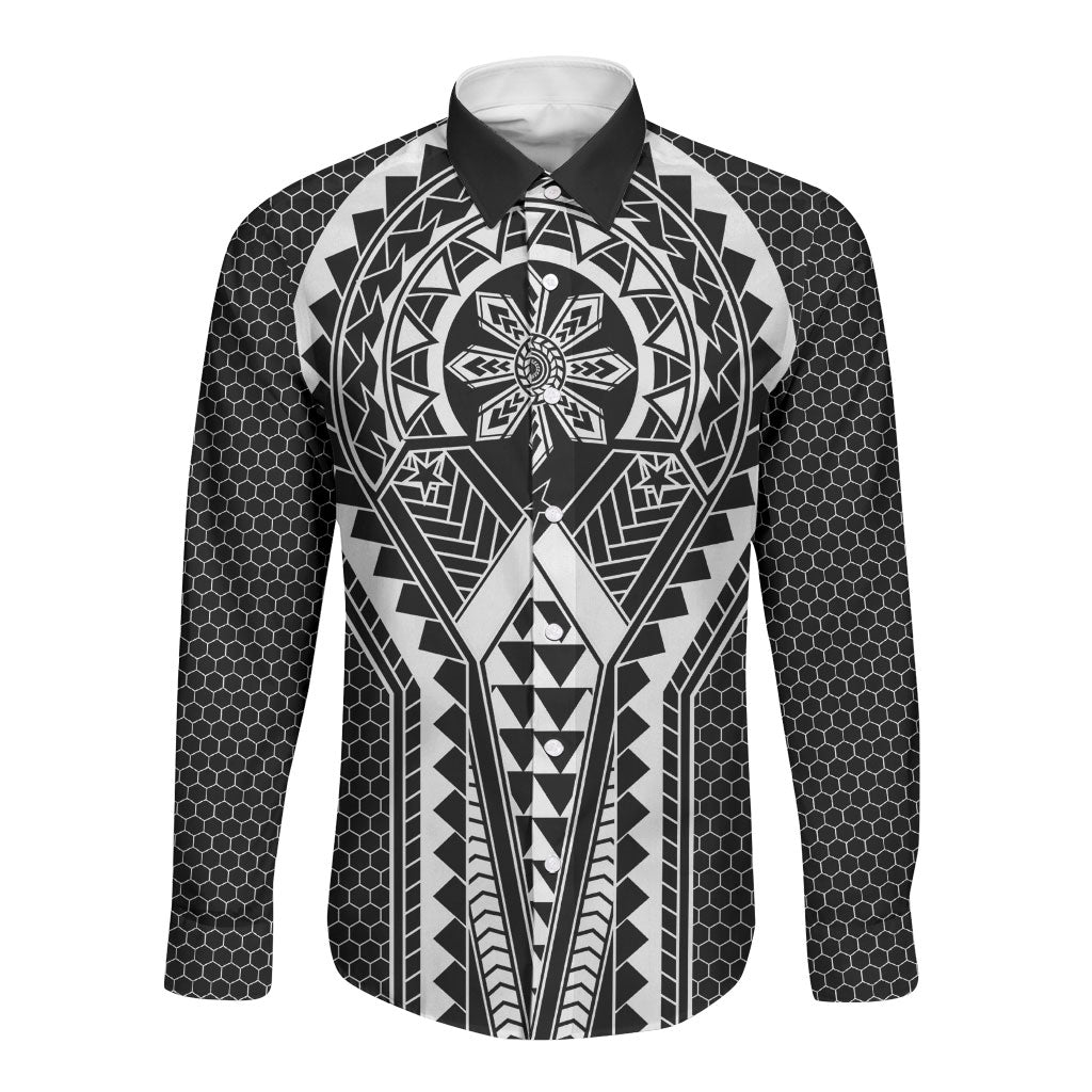 Philippines Batok Tribal Inspired Tattoo Black Long Sleeve Button Shirt