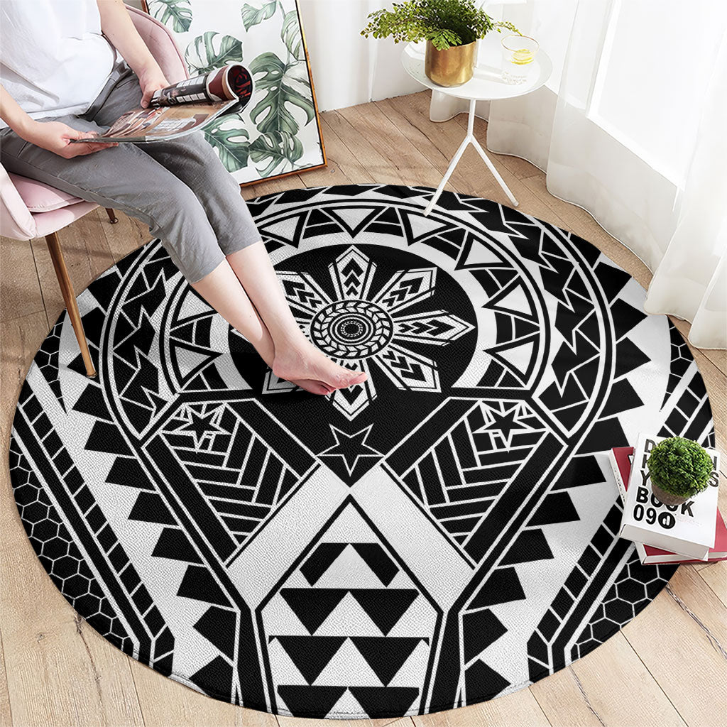 Philippines Batok Tribal Inspired Tattoo Black Round Carpet