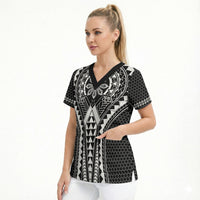 Philippines Batok Tribal Inspired Tattoo Black Scrub Top