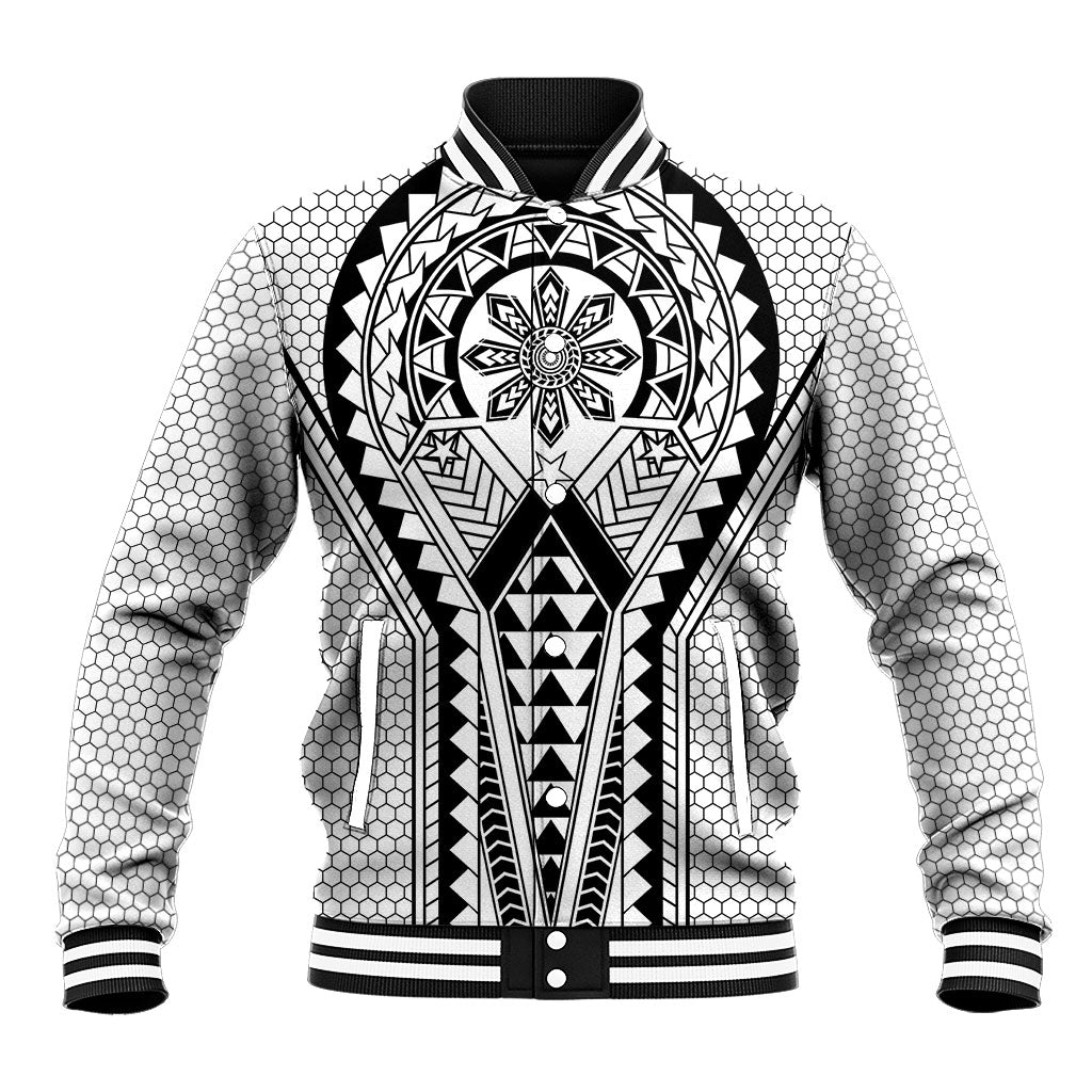 Philippines Batok Tribal Inspired Tattoo White Baseball Jacket