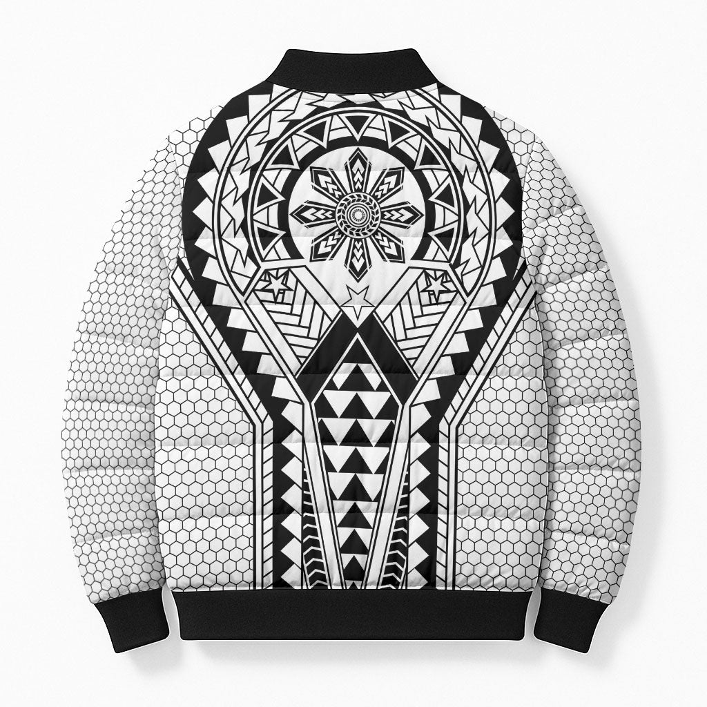 Philippines Batok Tribal Inspired Tattoo White Bomber Puffer Jacket