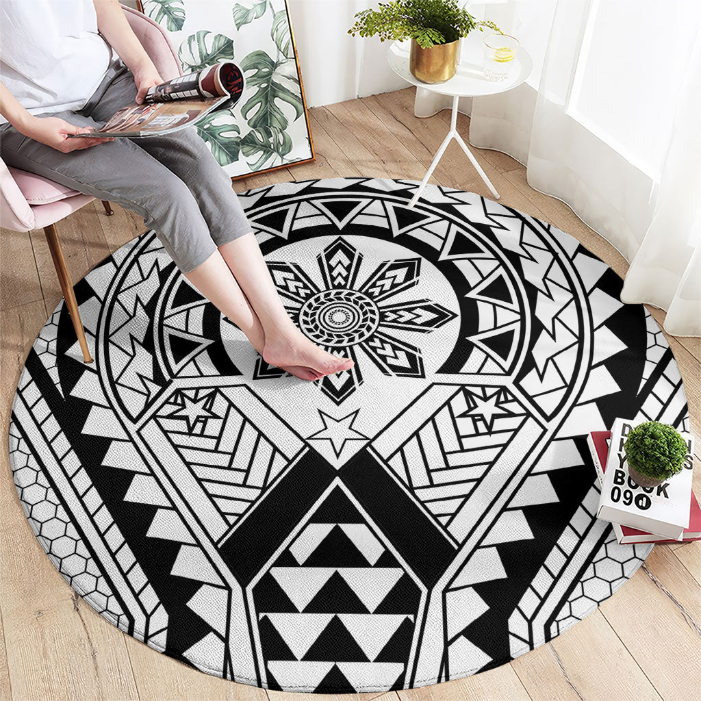 Philippines Batok Tribal Inspired Tattoo White Round Carpet