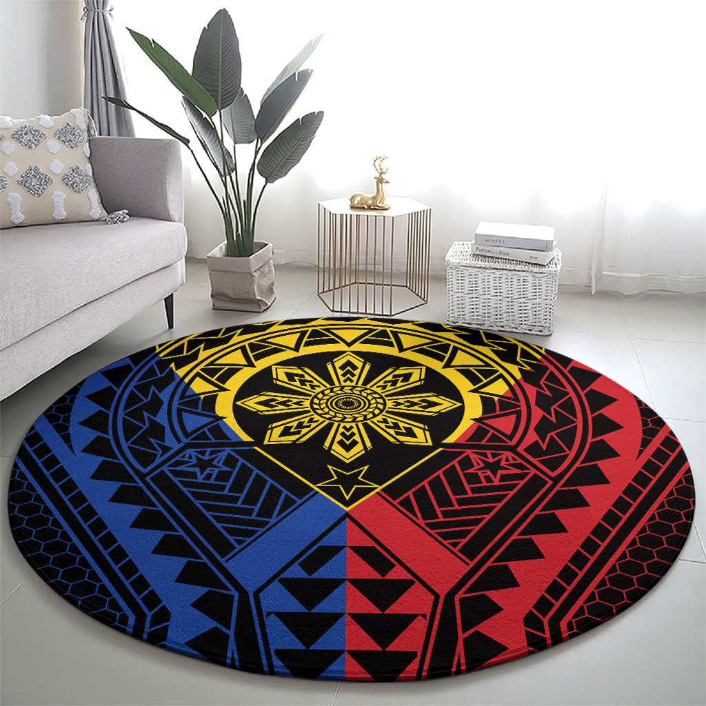 Philippines Batok Tribal Inspired Tattoo Round Carpet