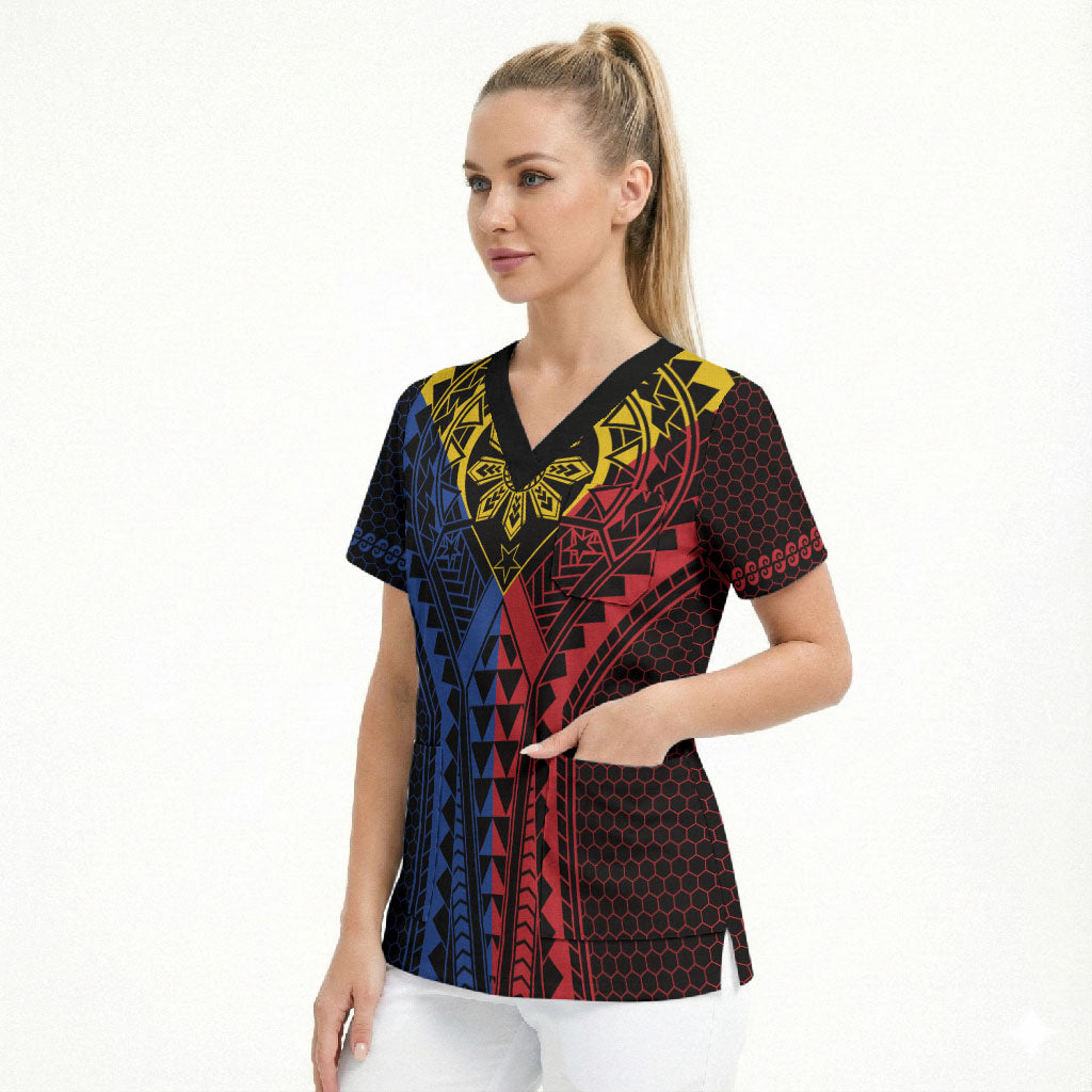 Philippines Batok Tribal Inspired Tattoo Scrub Top