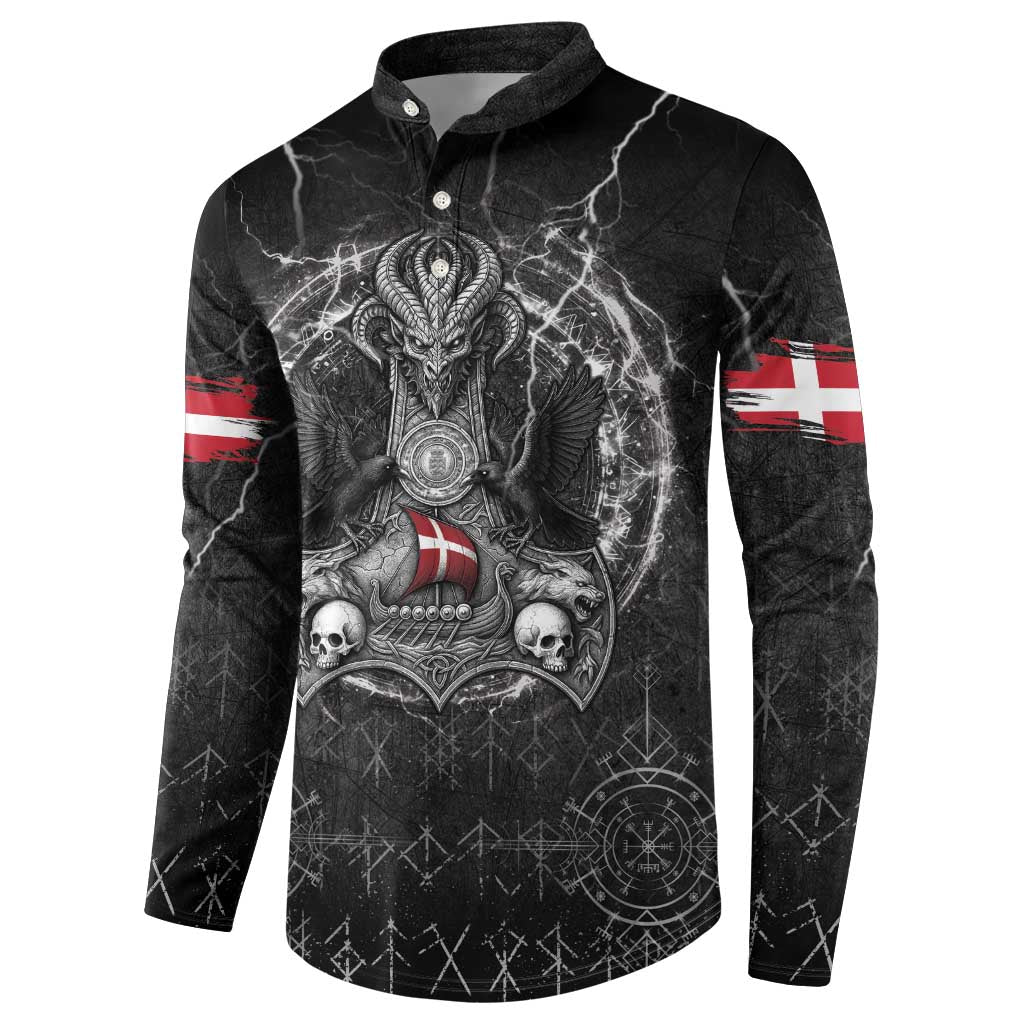 Personalized Denmark Viking Button Sweatshirt Odin's Raven Legacy - Wonder Print Shop