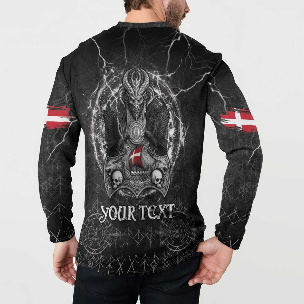 Personalized Denmark Viking Button Sweatshirt Odin's Raven Legacy - Wonder Print Shop