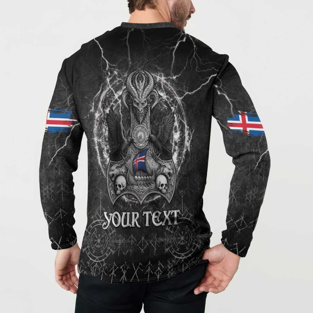 Personalized Iceland Viking Button Sweatshirt Odin's Raven Legacy - Wonder Print Shop