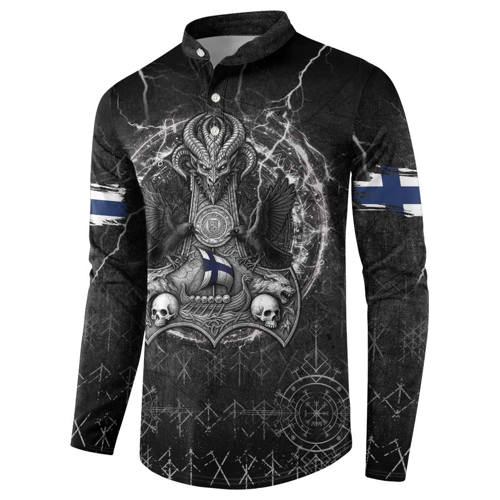 Personalized Finland Viking Button Sweatshirt Odin's Raven Legacy - Wonder Print Shop