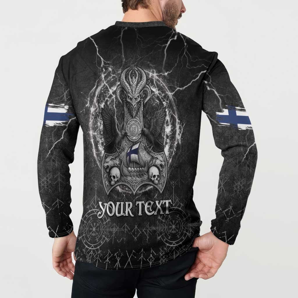 Personalized Finland Viking Button Sweatshirt Odin's Raven Legacy - Wonder Print Shop