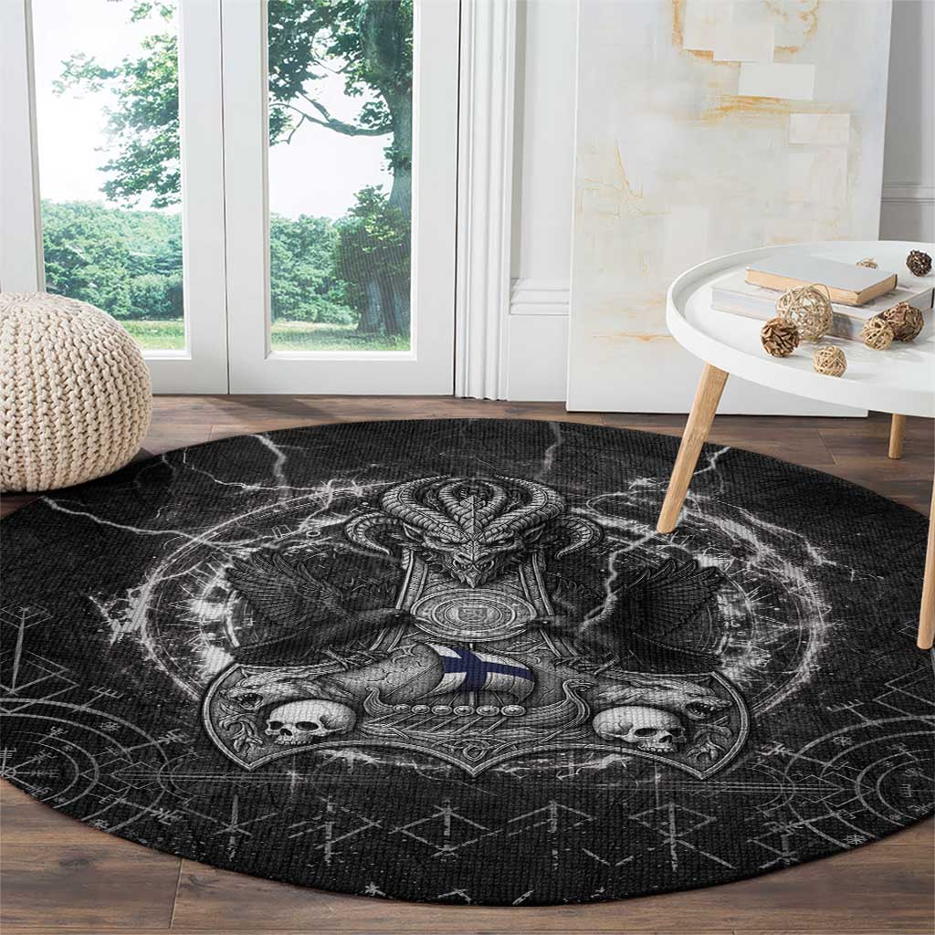 Finland Viking Round Carpet Odin's Raven Legacy - Wonder Print Shop