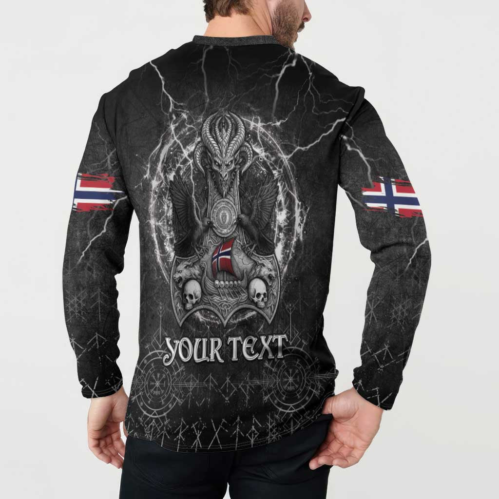 Personalized Norway Viking Button Sweatshirt Odin's Raven Legacy - Wonder Print Shop